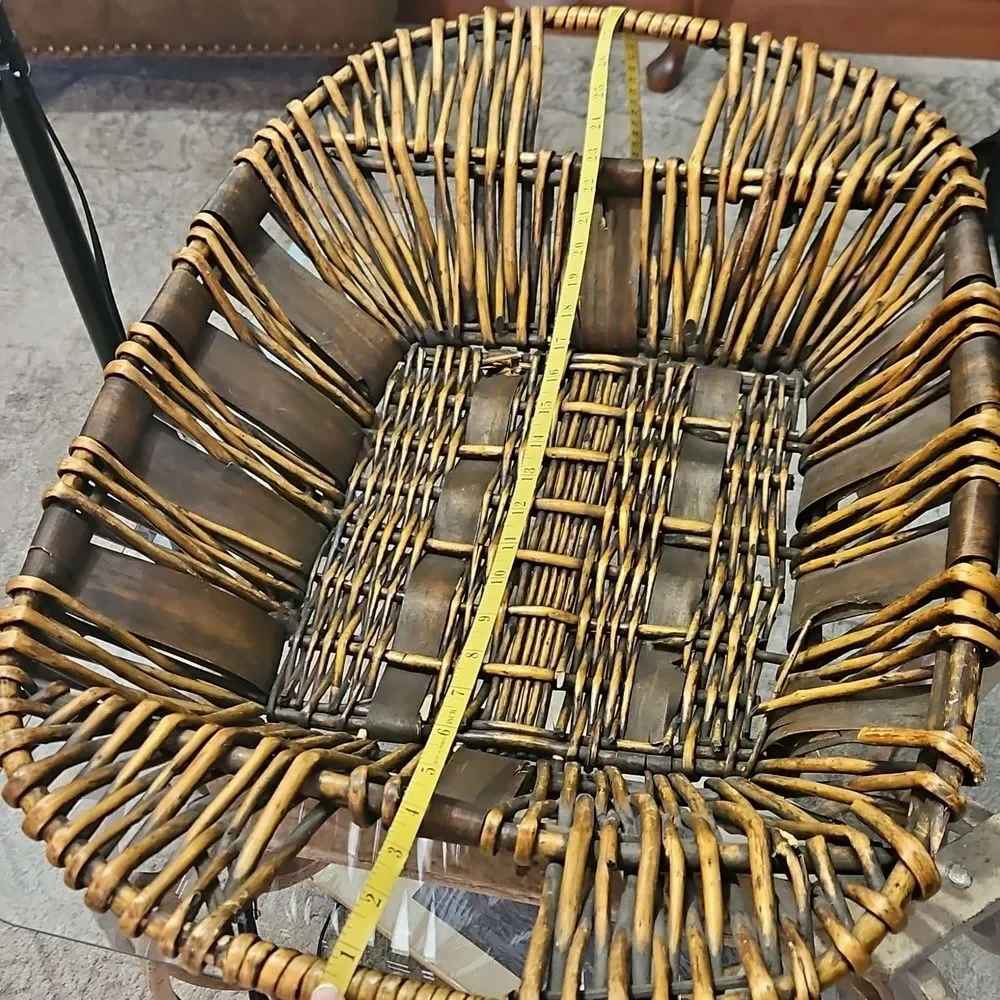 Large Woven Basket with Golden Brown Accents